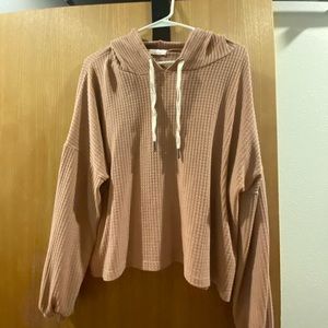 Pink Lily Waffle Hooded sweater